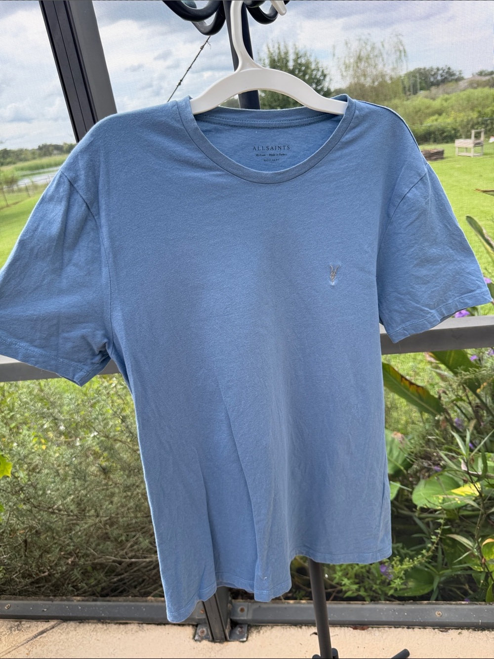 All Saints Light Blue Short-Sleeve Crew Neck Tee